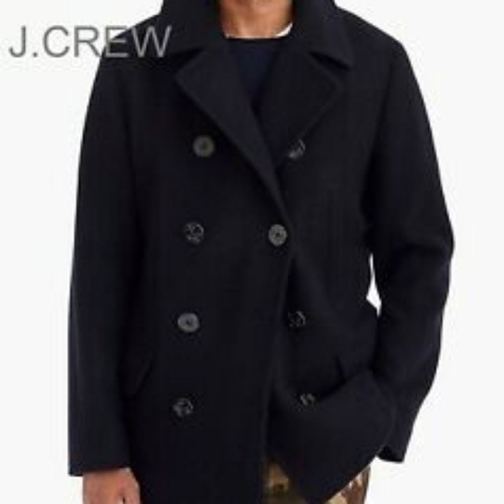 JCREW men's wool double breasted peacoat! Size medium dark charcoal grey